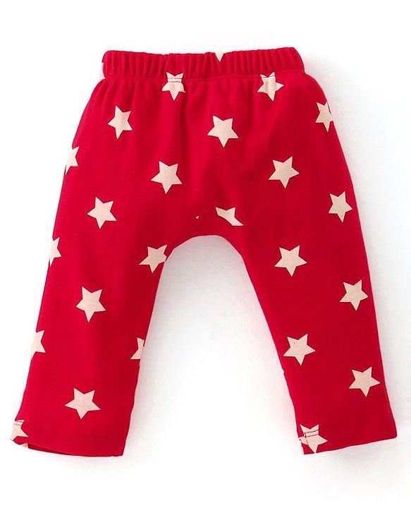 Babyhug 100% Cotton Diaper Legging Alphabet & Star Print Pack of 3 - Red Yellow & Blue
