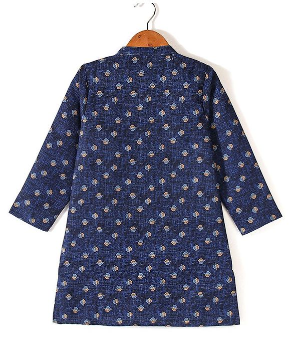 Babyhug Cotton Woven Full Sleeves Floral Printed Kurta Pyjama Set -Blue