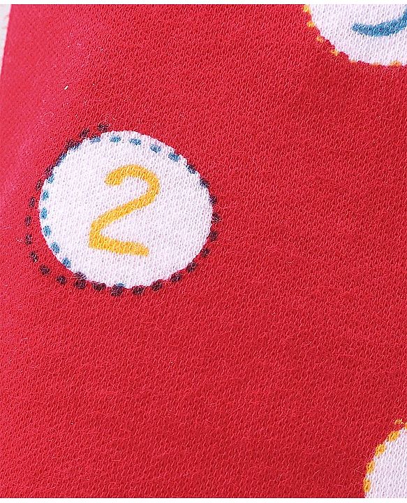Babyhug Cotton Full Length Diaper Pant Stipes & Numbers Print Pack of 3 - Blue & Red