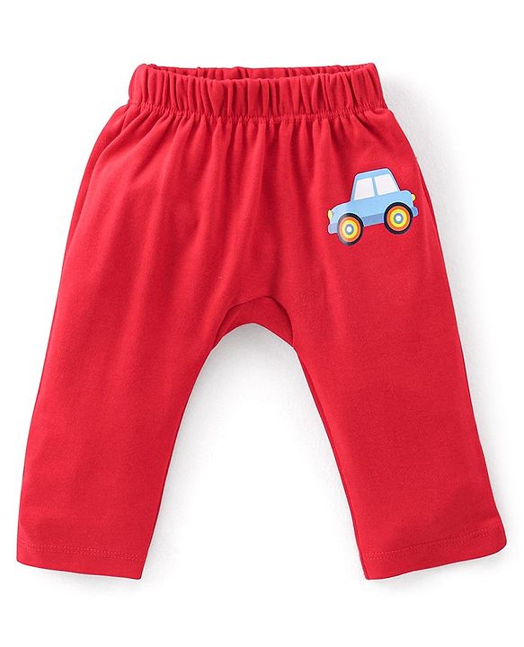 Babyhug Cotton Knit Full Length Diaper Pants Car Print Pack of 3 -Multicolour