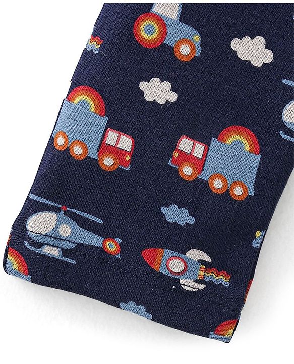 Babyhug Cotton Knit Full Length Diaper Pants Car Print Pack of 3 -Multicolour