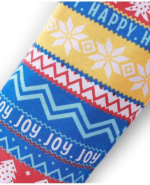 Babyhug Cotton Full Length Diaper Leggings Striped & Intarsia Print Pack of 3 - Blue & Red