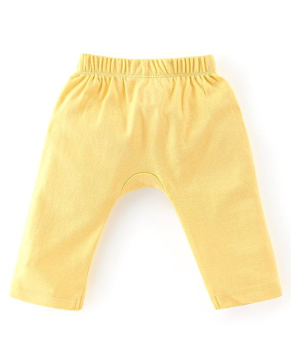 Babyhug Interlock Knit Full Length Diaper Pants Stripes & Elephant Print Pack of 3 - Yellow & Blue