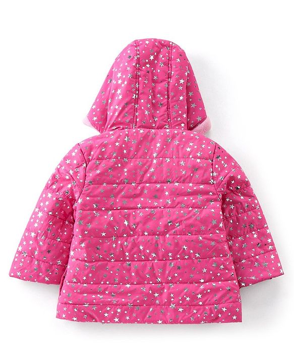 Babyhug Full Sleeves Hoodie Stars Printed - Pink