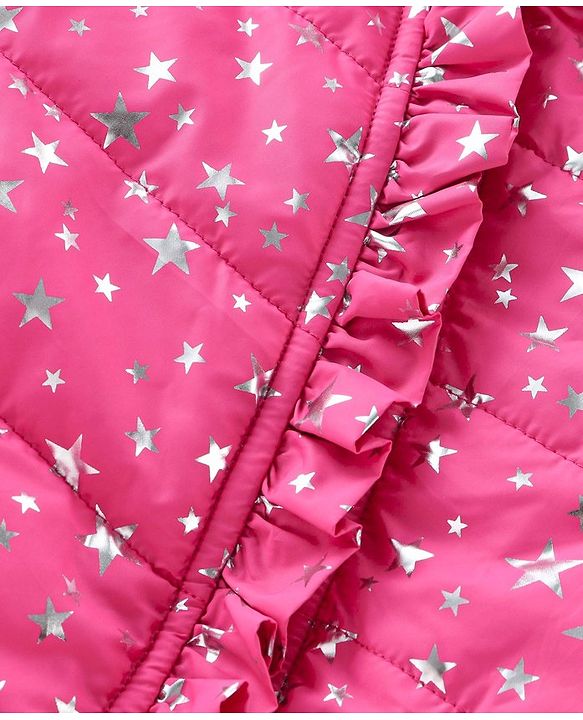 Babyhug Full Sleeves Hoodie Stars Printed - Pink