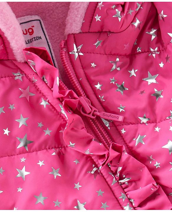 Babyhug Full Sleeves Hoodie Stars Printed - Pink