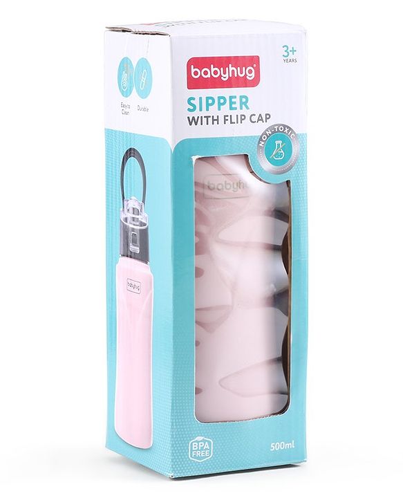 Babyhug Steel Sipper With Flip Cap Pink -  500 ml