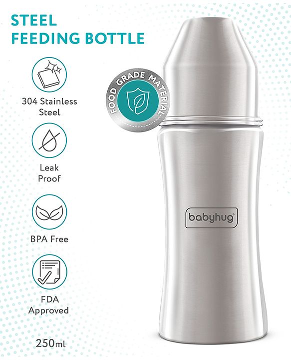 Babyhug Steel Feeding Bottle - 240 ml