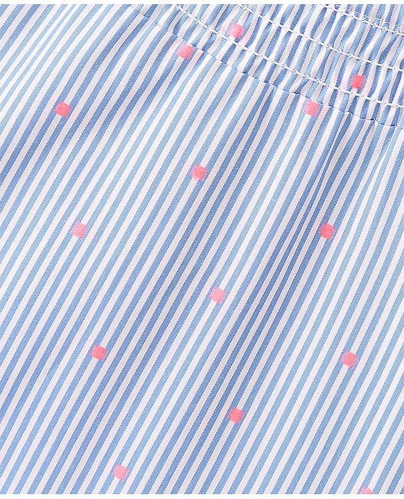 Babyhug Cotton Woven Yarn Dyed Dobby Off Shoulder Sleeve Striped Singlet Top - Blue