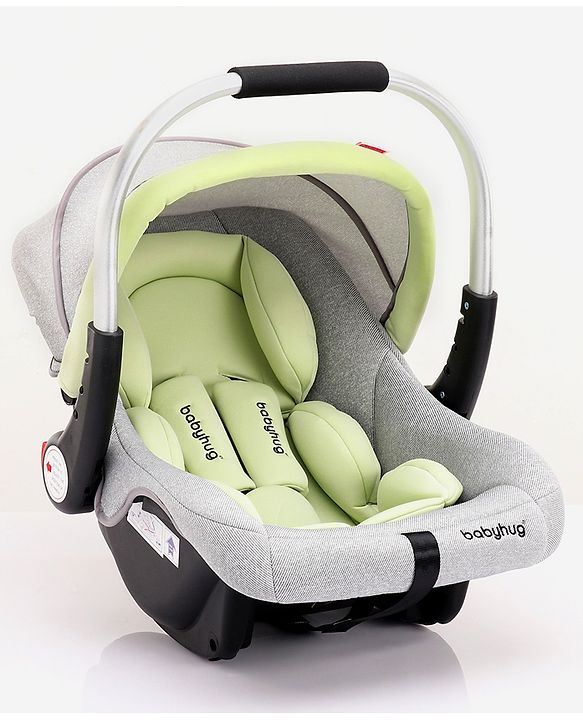 Babyhug Onyx Elite Car Seat cum Carry Cot with Rocking Base and aluminium handle - Grey & Green