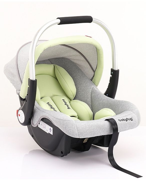 Babyhug Onyx Elite Car Seat cum Carry Cot with Rocking Base and aluminium handle - Grey & Green