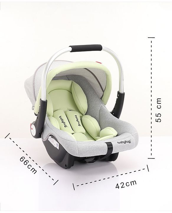Babyhug Onyx Elite Car Seat cum Carry Cot with Rocking Base and aluminium handle - Grey & Green