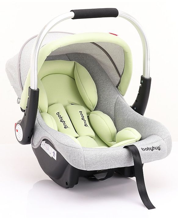 Babyhug Onyx Elite Car Seat cum Carry Cot with Rocking Base and aluminium handle - Grey & Green