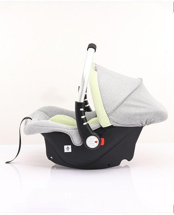 Babyhug Onyx Elite Car Seat cum Carry Cot with Rocking Base and aluminium handle - Grey & Green