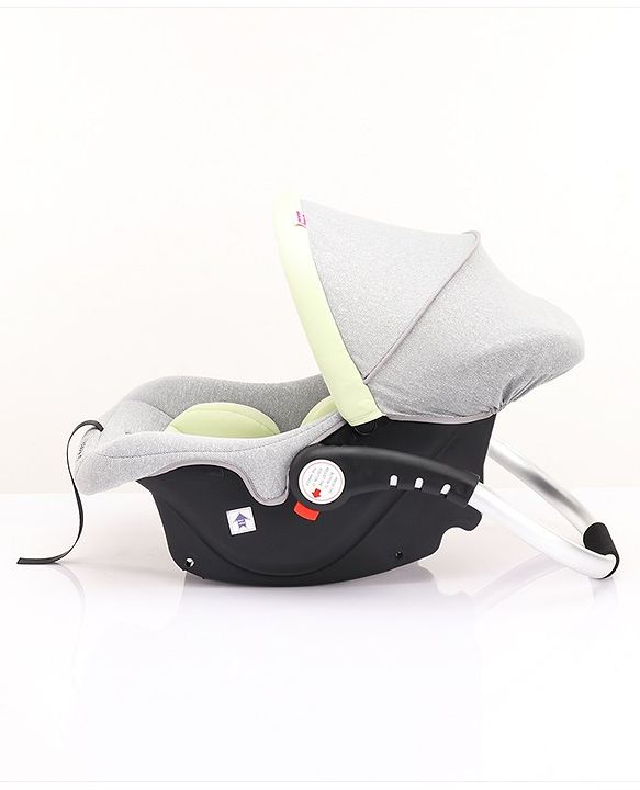 Babyhug Onyx Elite Car Seat cum Carry Cot with Rocking Base and aluminium handle - Grey & Green