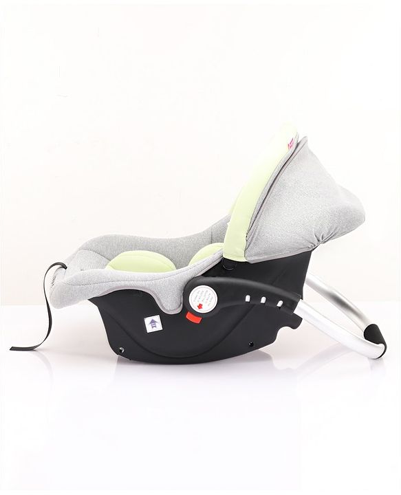Babyhug Onyx Elite Car Seat cum Carry Cot with Rocking Base and aluminium handle - Grey & Green