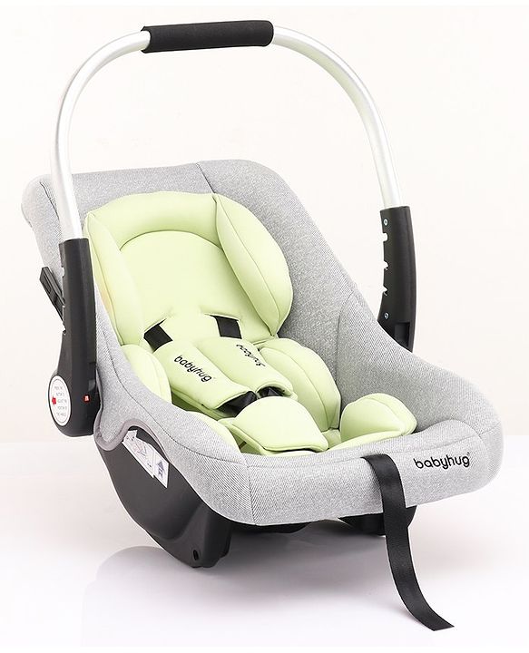 Babyhug Onyx Elite Car Seat cum Carry Cot with Rocking Base and aluminium handle - Grey & Green