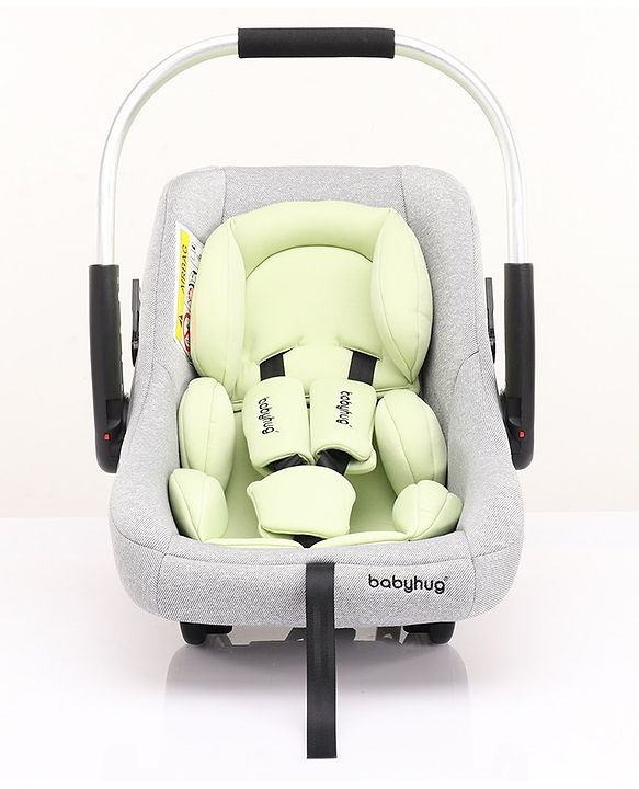 Babyhug Onyx Elite Car Seat cum Carry Cot with Rocking Base and aluminium handle - Grey & Green