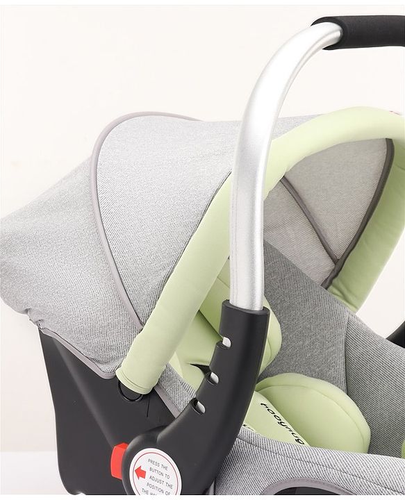 Babyhug Onyx Elite Car Seat cum Carry Cot with Rocking Base and aluminium handle - Grey & Green