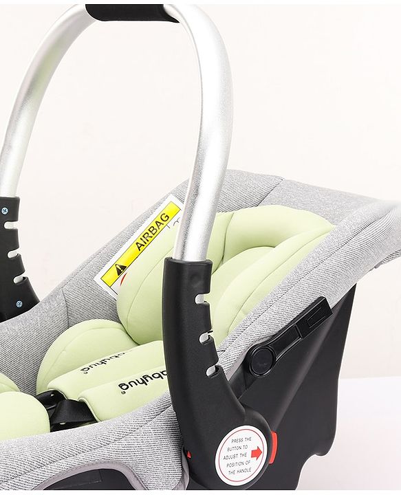 Babyhug Onyx Elite Car Seat cum Carry Cot with Rocking Base and aluminium handle - Grey & Green