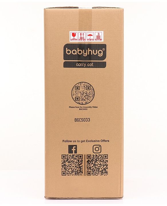 Babyhug Onyx Elite Car Seat cum Carry Cot with Rocking Base and aluminium handle - Grey & Green