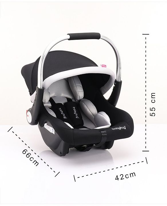 Babyhug Onyx Elite Car Seat cum Carry Cot with Rocking Base and aluminium handle - Grey & Green