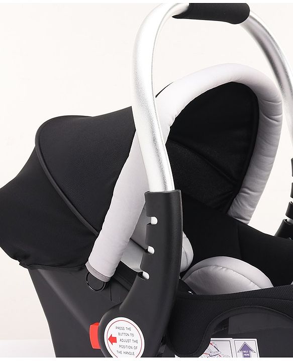 Babyhug Onyx Elite Car Seat cum Carry Cot with Rocking Base and aluminium handle - Grey & Green