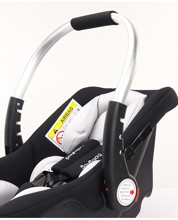Babyhug Onyx Elite Car Seat cum Carry Cot with Rocking Base and aluminium handle - Grey & Green