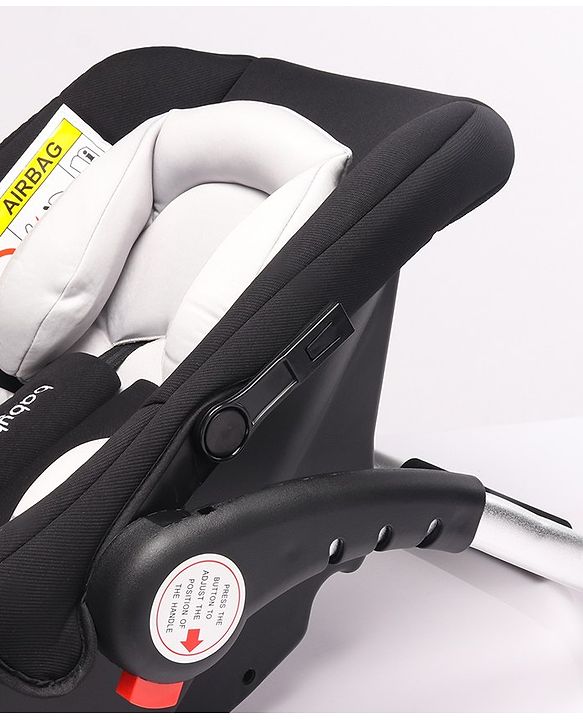 Babyhug Onyx Elite Car Seat cum Carry Cot with Rocking Base and aluminium handle - Grey & Green