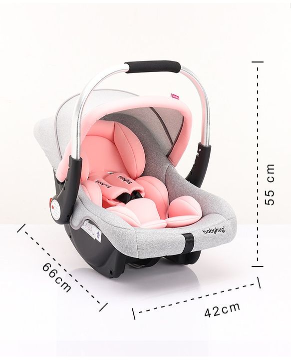 Babyhug Onyx Elite Car Seat cum Carry Cot with Rocking Base and aluminium handle - Grey & Green