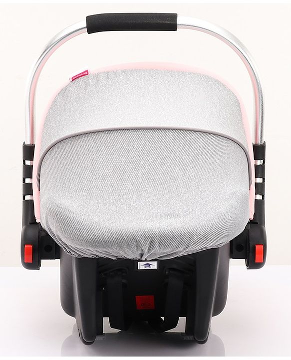 Babyhug Onyx Elite Car Seat cum Carry Cot with Rocking Base and aluminium handle - Grey & Green