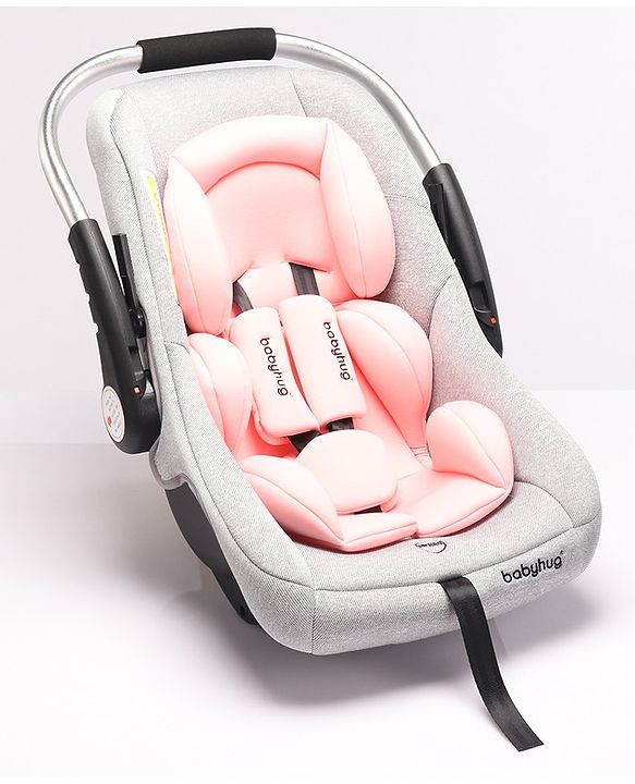 Babyhug Onyx Elite Car Seat cum Carry Cot with Rocking Base and aluminium handle - Grey & Green