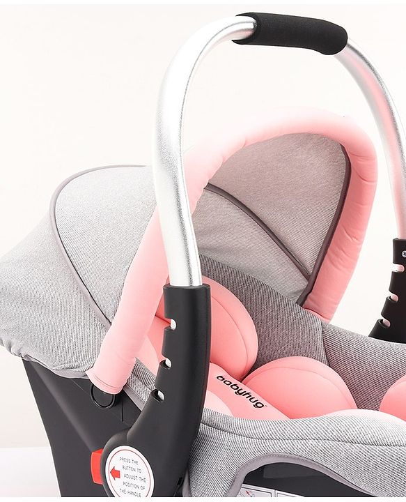 Babyhug Onyx Elite Car Seat cum Carry Cot with Rocking Base and aluminium handle - Grey & Green