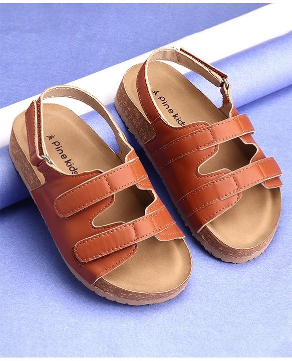 Pine Kids Sandals With Velcro Closure - Brown