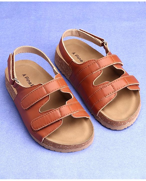 Pine Kids Sandals With Velcro Closure - Brown