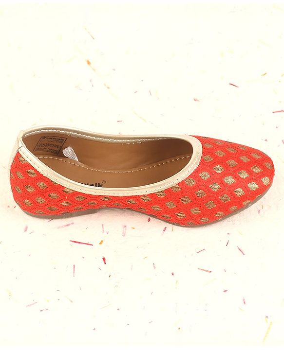 Cute Walk by Babyhug Foil Print Mojaris - Red