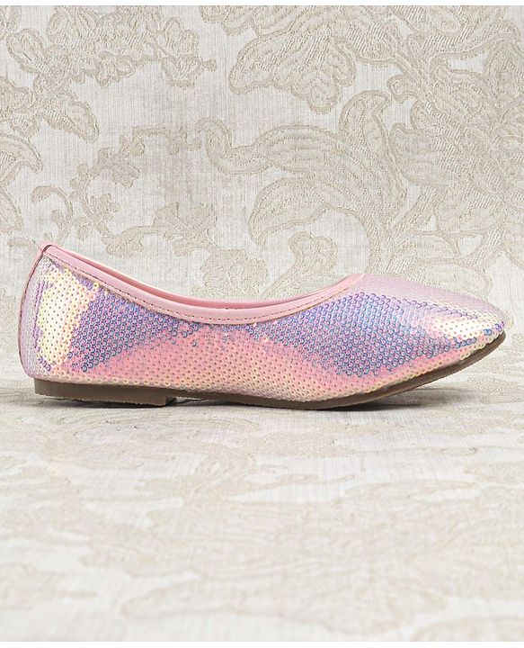 Cute Walk by Babyhug Slip On Mojaris with Sequins Detailing - Pink