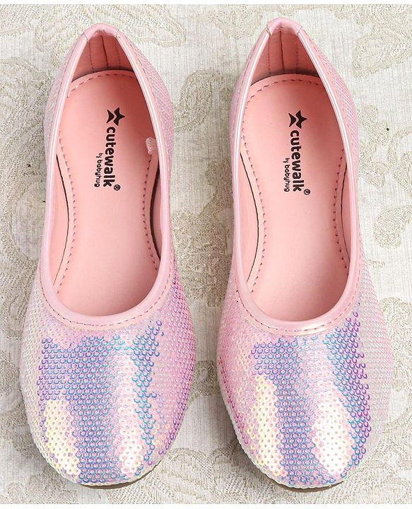 Cute Walk by Babyhug Slip On Mojaris with Sequins Detailing - Pink