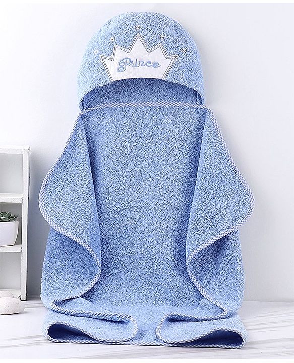 Babyhug Woven Terry Hooded Towel L 76.2 x B 76.2 cm - Blue