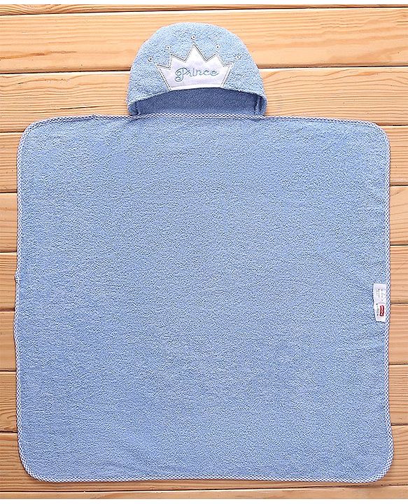 Babyhug Woven Terry Hooded Towel L 76.2 x B 76.2 cm - Blue