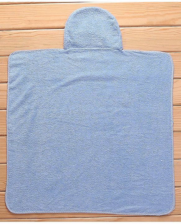 Babyhug Woven Terry Hooded Towel L 76.2 x B 76.2 cm - Blue