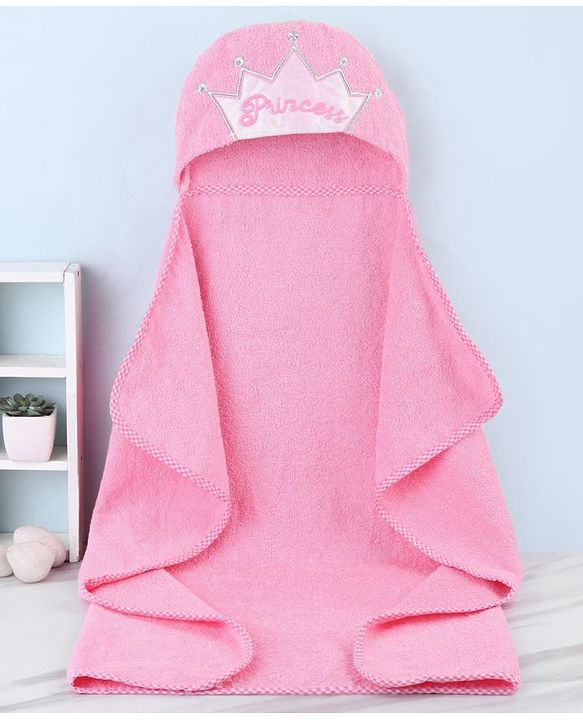 Babyhug Woven Terry Hooded Towel Princess Print L 76.2 x B 76.2 cm - Pink