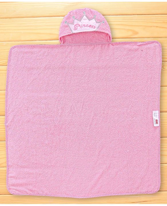 Babyhug Woven Terry Hooded Towel Princess Print L 76.2 x B 76.2 cm - Pink