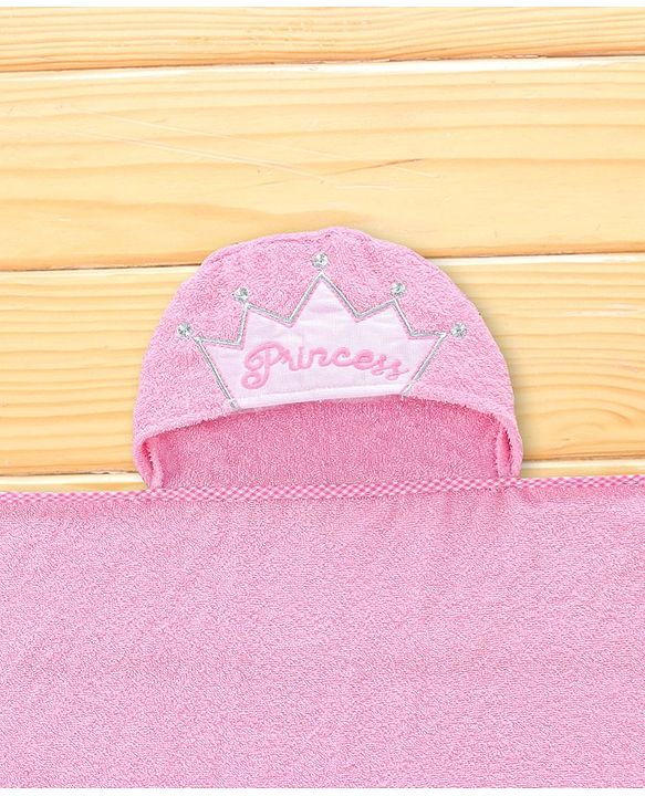 Babyhug Woven Terry Hooded Towel Princess Print L 76.2 x B 76.2 cm - Pink