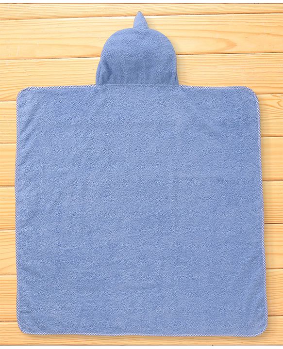 Babyhug Terry Woven Hooded Towel with Monster Design 76.2x76.2 cm - Blue