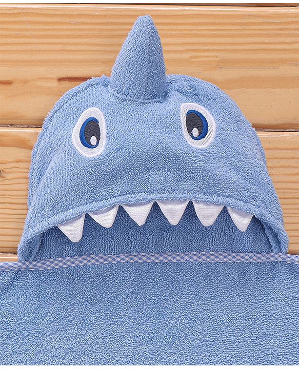 Babyhug Terry Woven Hooded Towel with Monster Design 76.2x76.2 cm - Blue