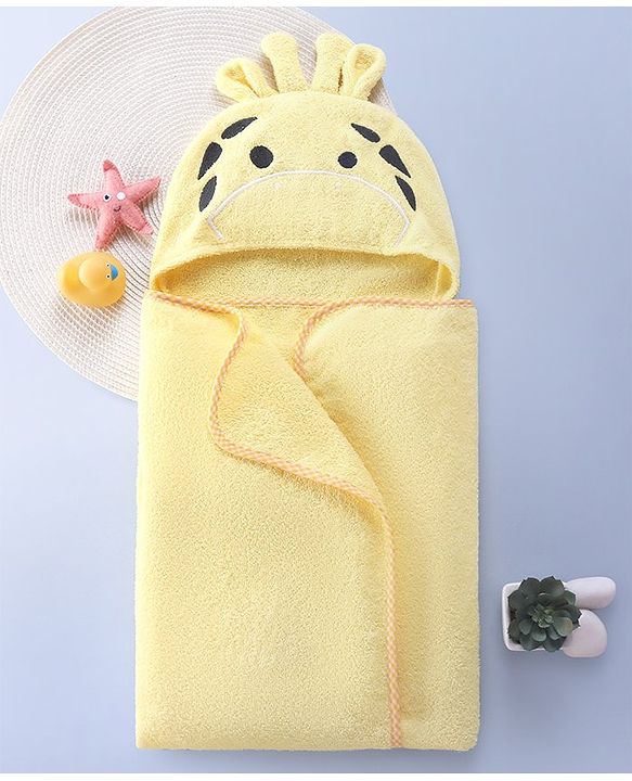 Babyhug  Woven Terry Hooded Towel with Applique L 76.2 x B 76.2 cm - Yellow