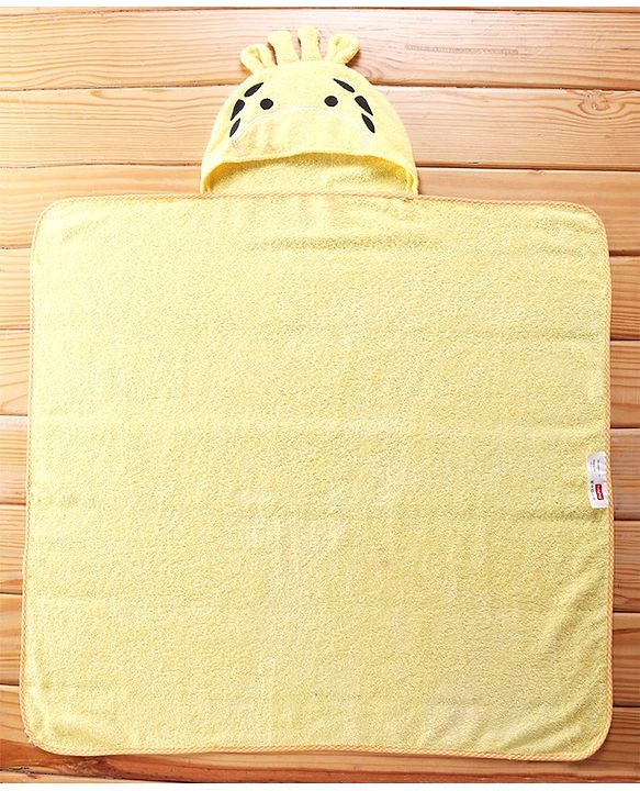 Babyhug  Woven Terry Hooded Towel with Applique L 76.2 x B 76.2 cm - Yellow