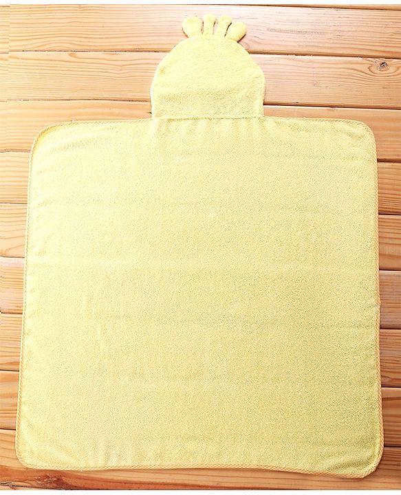 Babyhug  Woven Terry Hooded Towel with Applique L 76.2 x B 76.2 cm - Yellow