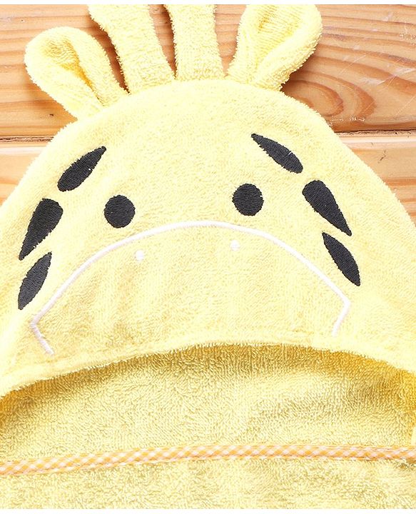 Babyhug  Woven Terry Hooded Towel with Applique L 76.2 x B 76.2 cm - Yellow
